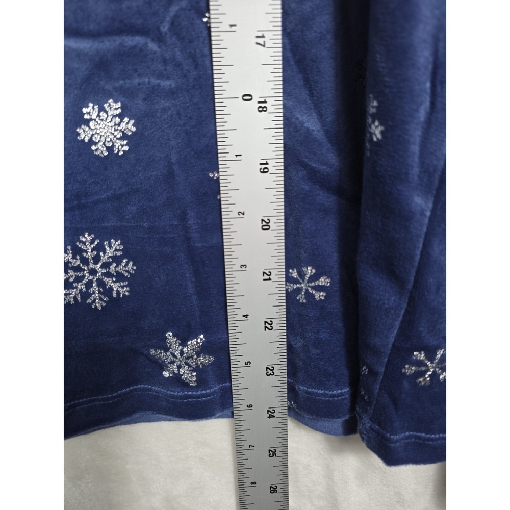 Sleep Chic XL Blue Velour Pajama Set Snowflake Print Long Sleeve Soft Lounge - Picture 7 of 15